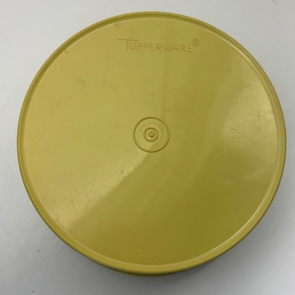 Vintage Tupperware daffodil yellow servalier container 1204-10 & seal lid 1205-8 - Picture 5 of 10
